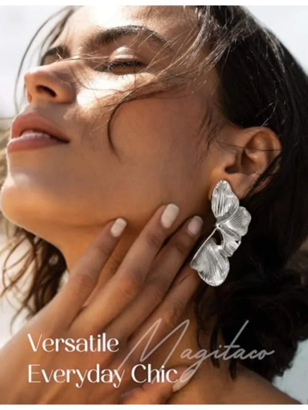 Oversized Floral Dangle Earrings for Women, Lightweight Statement Party Jewelry